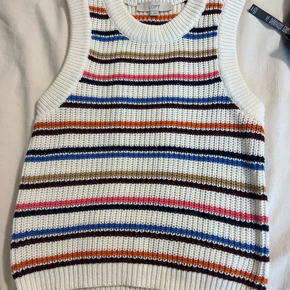 LOFT Multicolor Striped Knit Tank Top